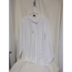 Vintage Cross Creek Mens XL White Long Sleeve Polo Sweatshirt Made in USA Fleece